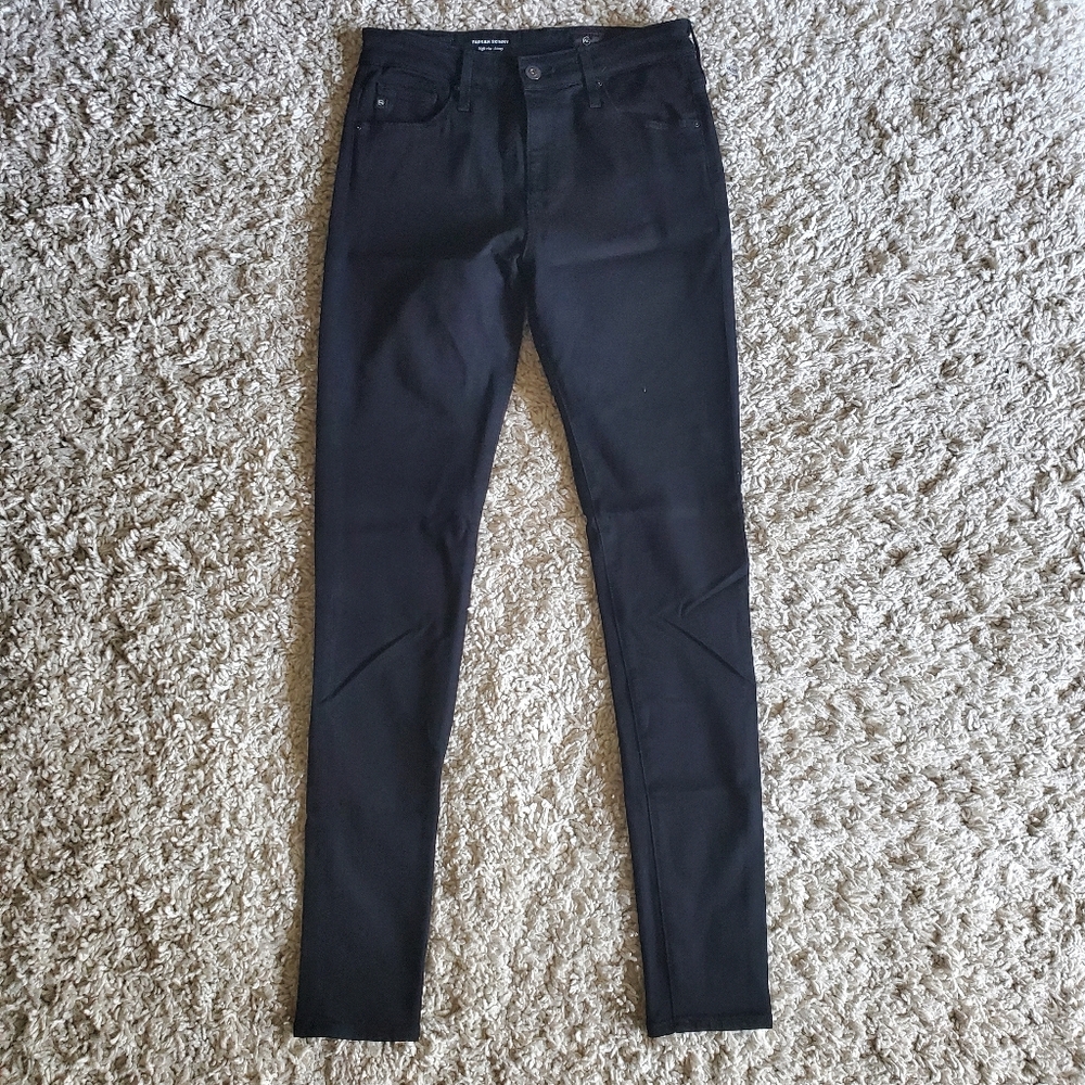 AG Adriano Goldschmied Farrah Skinny High Rise Black Denim Jeans (27)